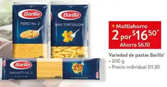 Walmart Variedad de Pastas Barilla 200g oferta