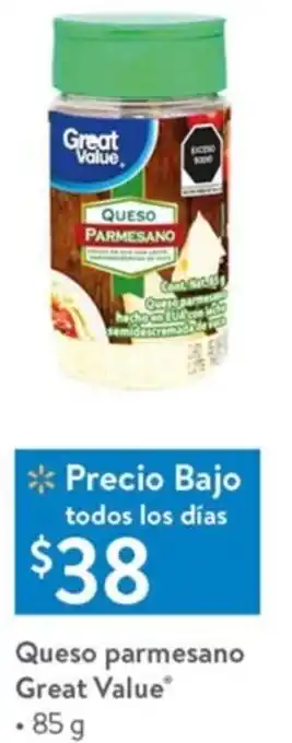Walmart Queso Parmesano Great Value 85g oferta