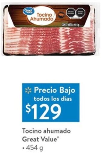 Walmart Tocino Ahumado Great Value 454g oferta
