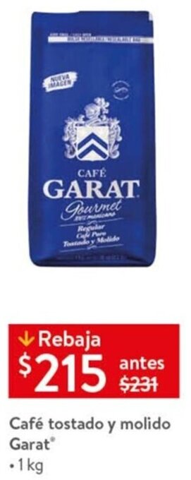 Walmart Café Tostado y Molido Garat 1kg oferta