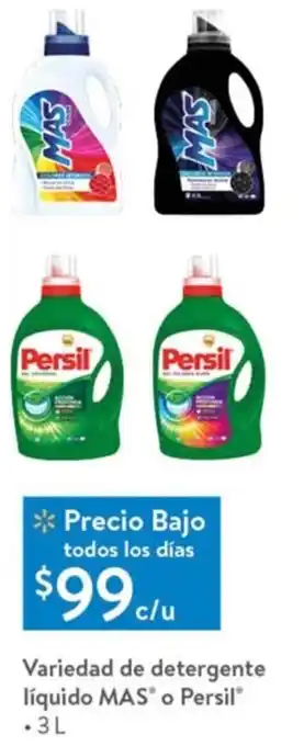Walmart Variedad de Detergente Líquido MAS Persil 3L oferta