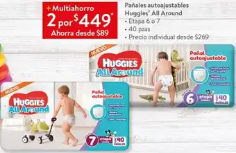 Walmart Pañales Autoajustables Huggies All Around oferta