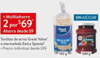 Walmart Tortitas de Arroz Great Value o Mermelada Extra Special oferta