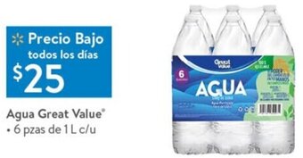 Walmart Agua Great Value 1L oferta