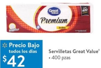 Servilletas Great Value 400 pzas