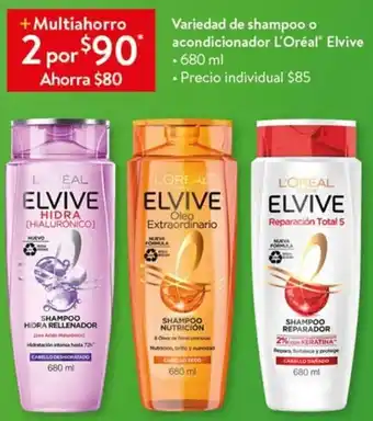 Walmart Variedad de Shampoo Acondicionador L'Oréal Elvive 680ml oferta