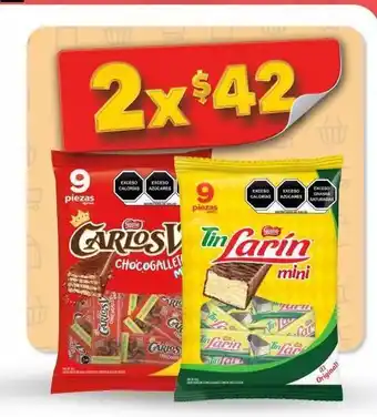 Bodega Aurrerá Chocolate carlos v o tin larin 9pzas 108g x 2paquetes oferta