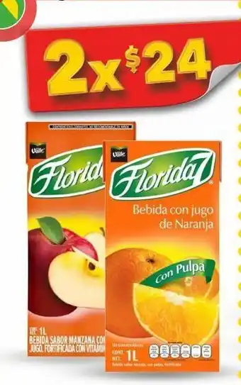 Bodega Aurrerá Jugos florida 7 de 1l x 2unidades oferta