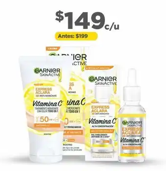 Bodega Aurrerá Linea garnier skin active fps 50 vitamina c oferta