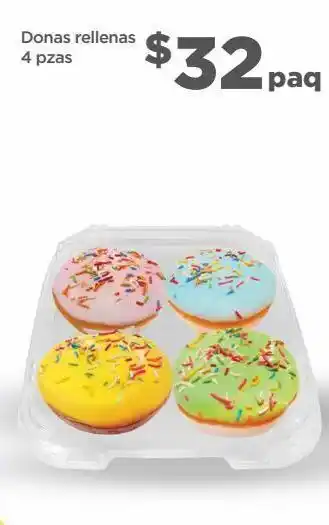 Bodega Aurrerá Donas rellenas 4 pzas oferta