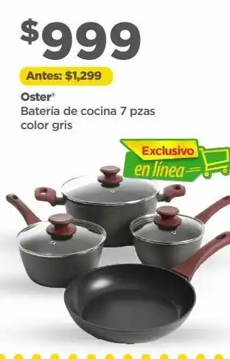 Bodega Aurrerá Oster batería de cocina 7 pzas color gris oferta