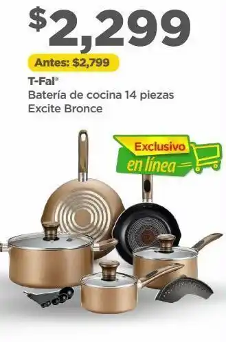 Bodega Aurrerá T-fal batería de cocina 14 piezas excite bronce oferta