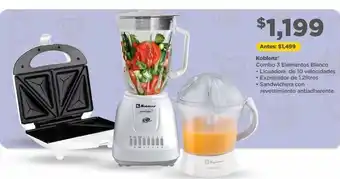Bodega Aurrerá Koblenz combo 3 elementos blanco licuadora, exprimidor, sandwichera oferta