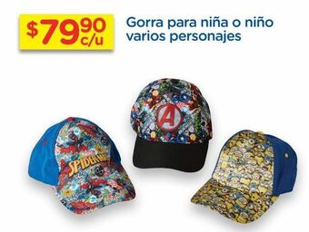 Chedraui Gorra para niña o niño varios personajes oferta