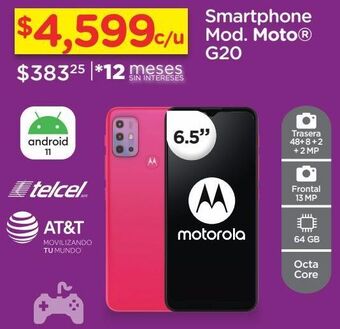 Celular moto g20 64gb rosa telcel