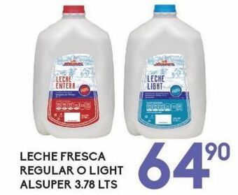 Alsuper Leche fresca alsuper regular o light 3.78lt oferta