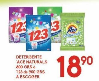 Alsuper Detergente ace naturals 800g o 123 900g oferta