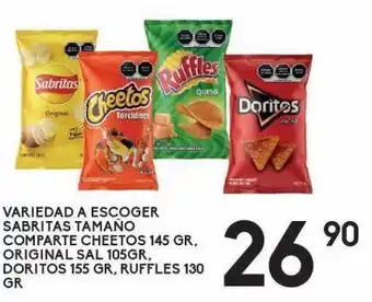 Alsuper Variedad sabritas cheetos, doritos, ruffles oferta