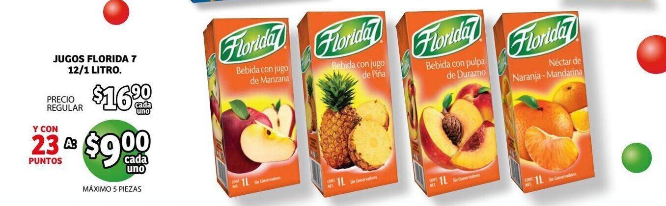 Jugos Florida 7 12/1 Litro oferta en Soriana Híper Jugos Florida 7 12/1 Litro oferta en Soriana Híper
