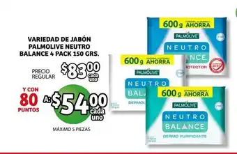 Soriana Híper Variedad de Jabon Palmolive Neutro Balance 4 Pack 150 grs oferta