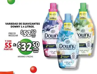 Soriana Híper Variedad de Suavizantes Downy 1.4 Litros oferta