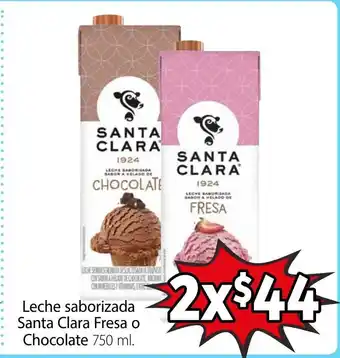 Soriana Mercado Leche Saborizada Santa Clara Fresa o Chocolate 750 ml oferta