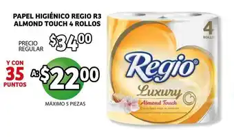 Soriana Mercado Papel Higienico Regio R3 Almond Touch 4 Rollos oferta