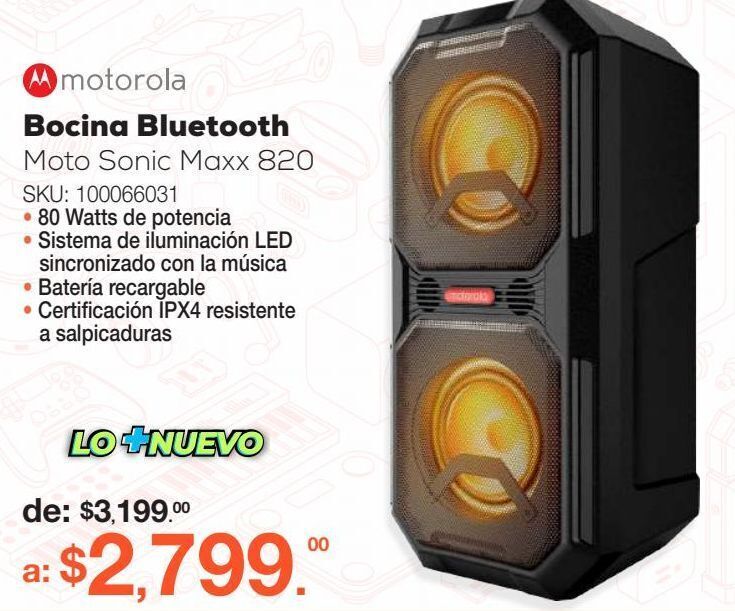 Bocina bluetooth moto sonic maxx 820 oferta en RadioShack