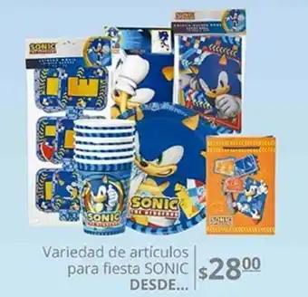 Variedad de artículos para fiesta sonic