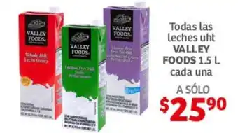 Soriana Híper Todas las leches VALLEY FOODS 1.5 L cada una oferta