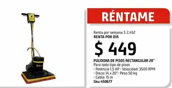 Sodimac Homecenter Renta por día de pulidora de pisos rectangular 20" oferta