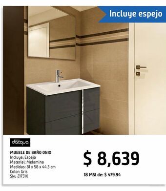 Sodimac Homecenter Mueble de baño onix con espejo gris oferta