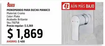Sodimac Homecenter Monomando para baño manacor shower mix oferta