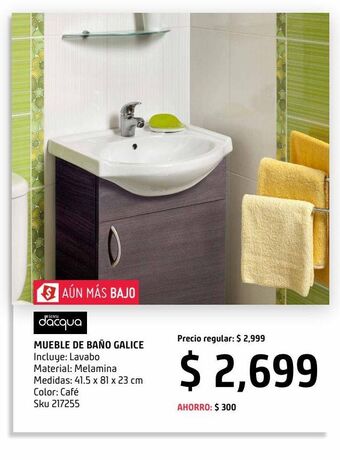 Mueble de baño galice sin espejo roble dakar