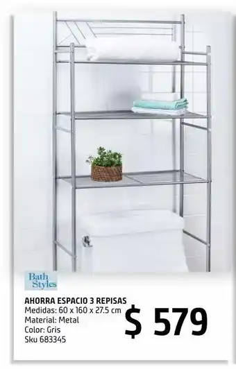 Ahorra espacio 3 repisas gris