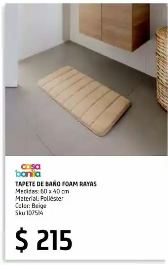 Sodimac Homecenter Tapete de baño foam rayas beige 40x60 cm oferta