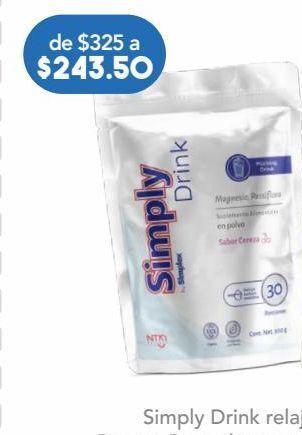 Farmacia San Pablo Simply drink magnesio, passiflora suplemento alimenticio en polvo sabor cereza oferta
