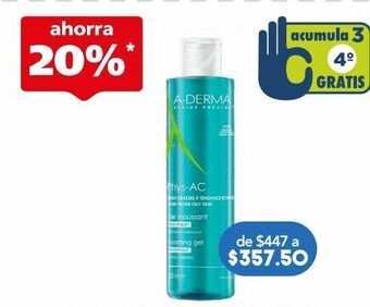 Farmacia San Pablo A-derma phys-ac gel limpiador facial y corporal para piel con tendencia acnéica oferta