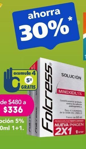Farmacia San Pablo Folcress solución anticaída minoxidil 5% 2 frascos con 60ml c/u oferta