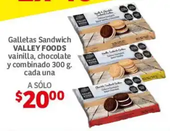 Soriana Híper Galletas Sandwich VALLEY FOODS Vainilla. chocolate y combinado 300g cada una oferta