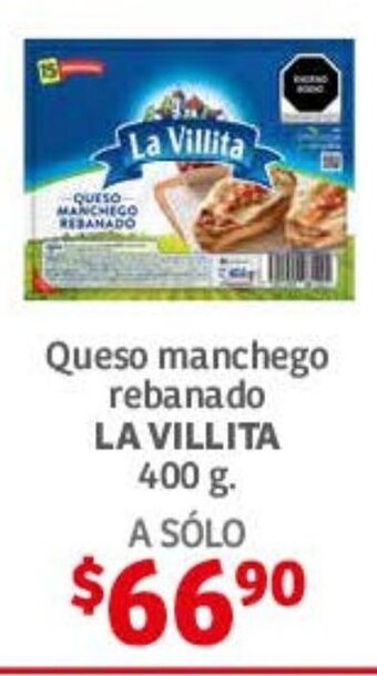 Soriana Híper Queso manchego rebanado LA VILLITA 400g oferta
