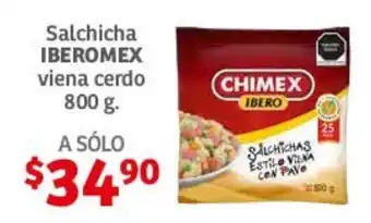 Soriana Híper Salchicha IBEROMEX viena cerdo 800g oferta