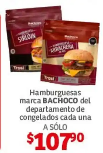 Soriana Híper Hamburguesa marca BACHOCO del. departamento de congelados cada una oferta