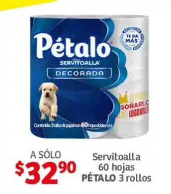 Soriana Híper Servitoalla 60 hojas PETALO 3 rollos oferta