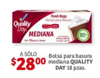Soriana Híper Bolsa para basura mediana QUALITY DAY 18 pzas oferta