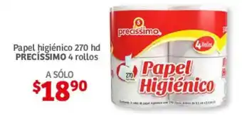 Soriana Híper Papel higienico 270 hd PRECISSIMO 4 rollos oferta