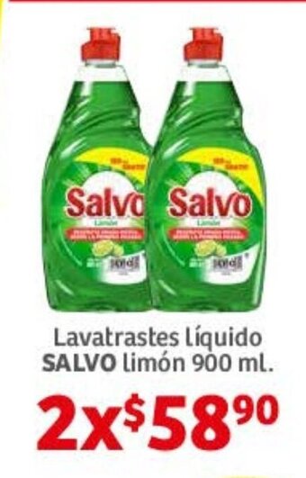 Soriana Híper Lavatrastes liquido SALVO limon 900 ml oferta