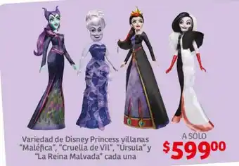 Variedad de Disney Princess villanas "Malefica" Cruella de Vil" "Ursula" y "La Reina Malvada" Cada una