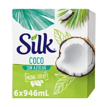 Silk Bebida de Coco Sin Azúcar Endulzada con Fruta del Monje 6 pzas de 946 ml