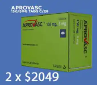 Farmacias Guadalajara Aprovasc 2 x 150/5mg Tabs c/28 oferta